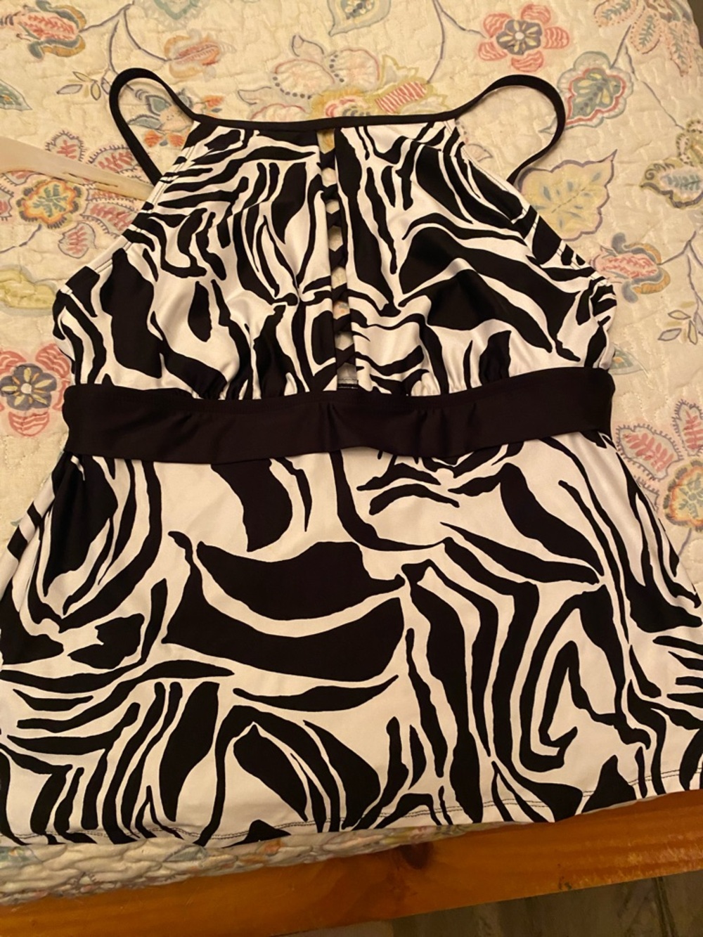 24th & Ocean Black and White Zebra-Print One-Piece Swimsuit